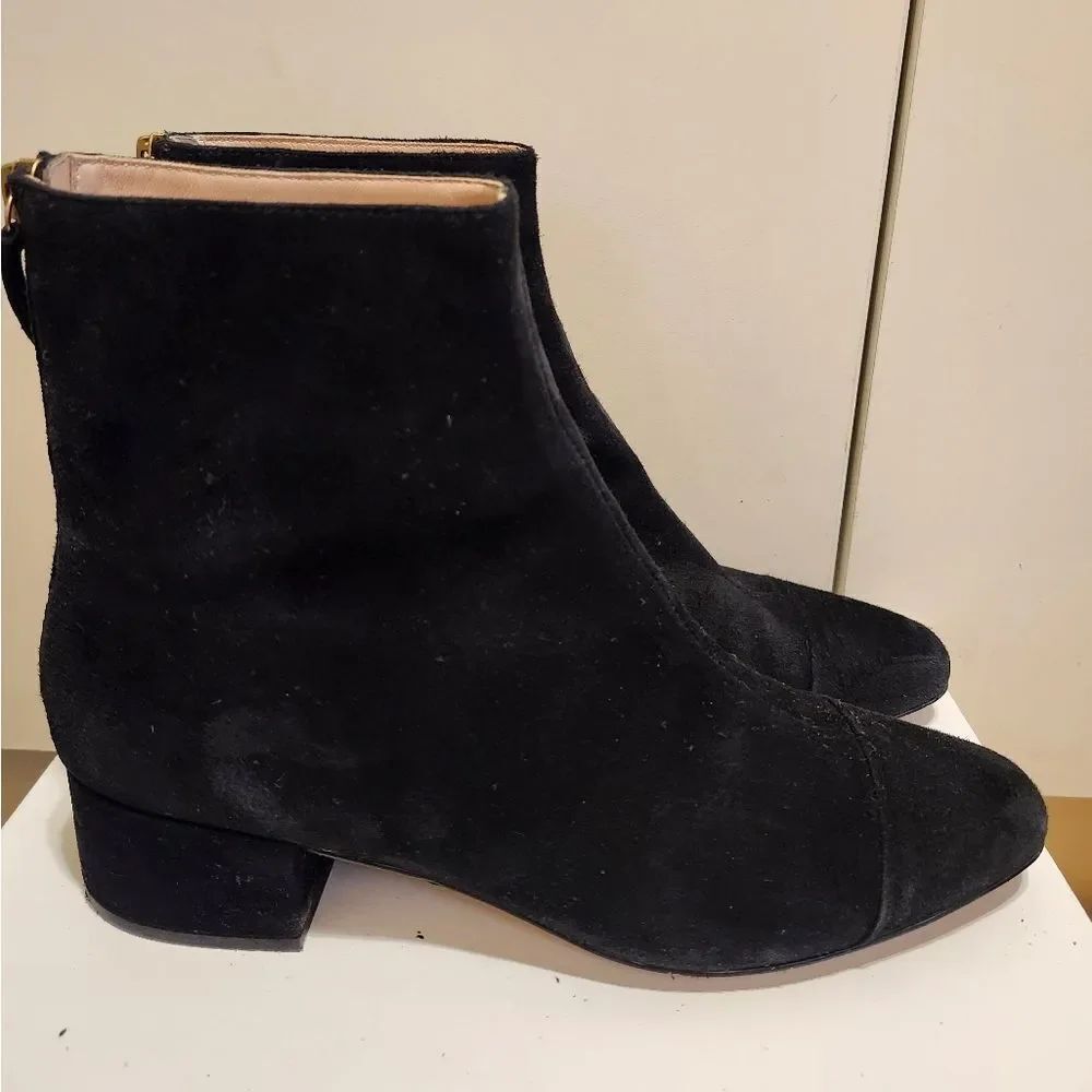 J. Crew "Roxie" Black Suede Cap-Toe Chelsea Ankle Boots Sz.8 Ret.$198